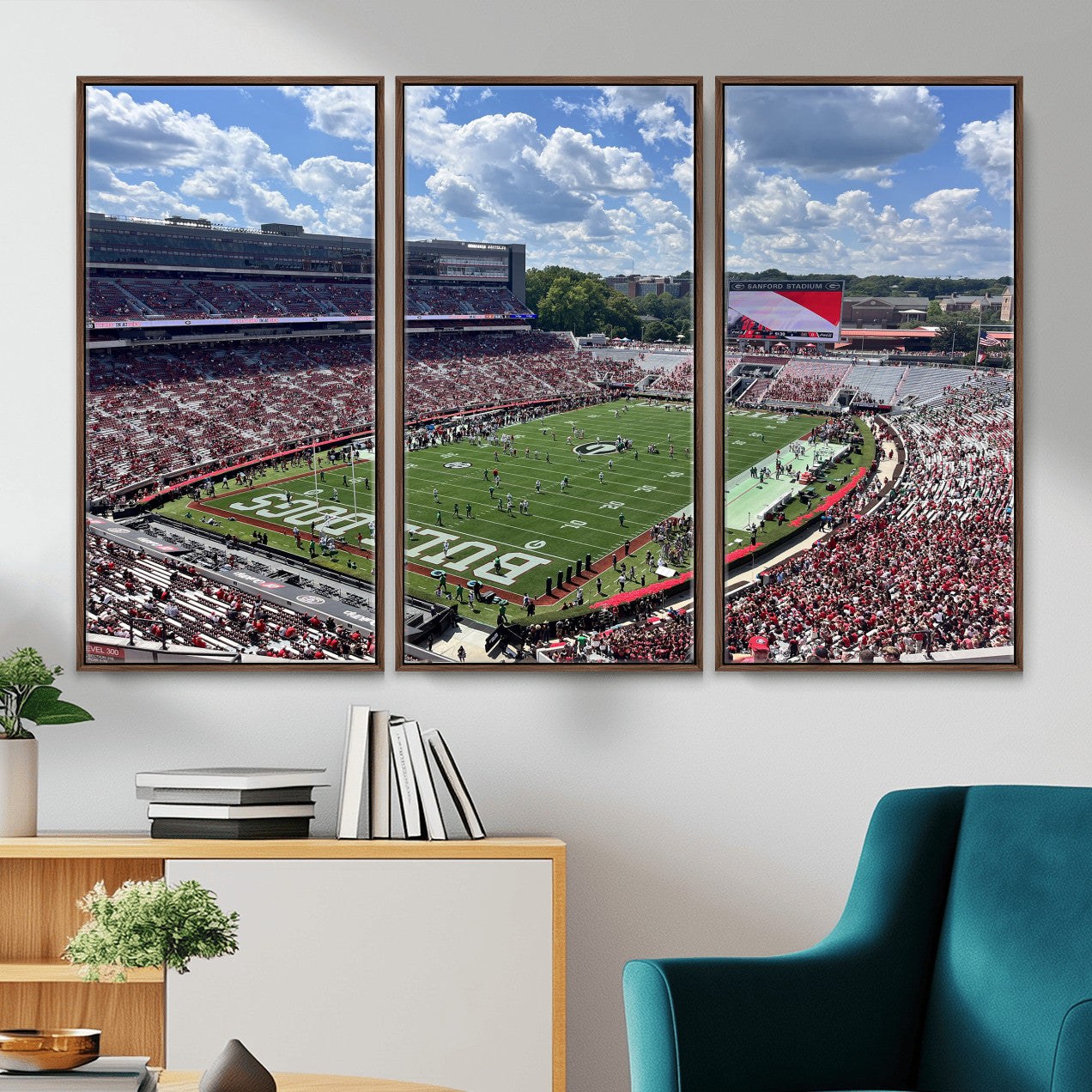 10665453-MGV-CV-36X24 - Georgia Bulldogs Stadium Wall Art Canvas Print, Sanford Stadium Football Field Panorama, College Football Game Day Wall Decor