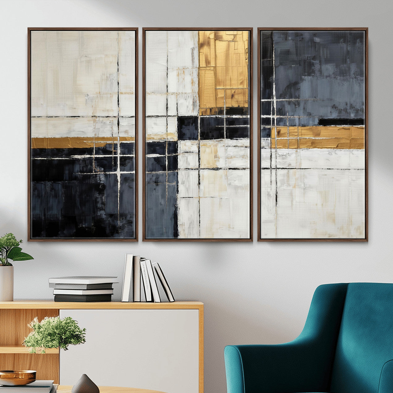 78975677-MGV-CV-36X24 - Gold Abstract Wall Art Canvas Print, Modern Luxury Geometric Painting Wall Decor for Living Room and Office