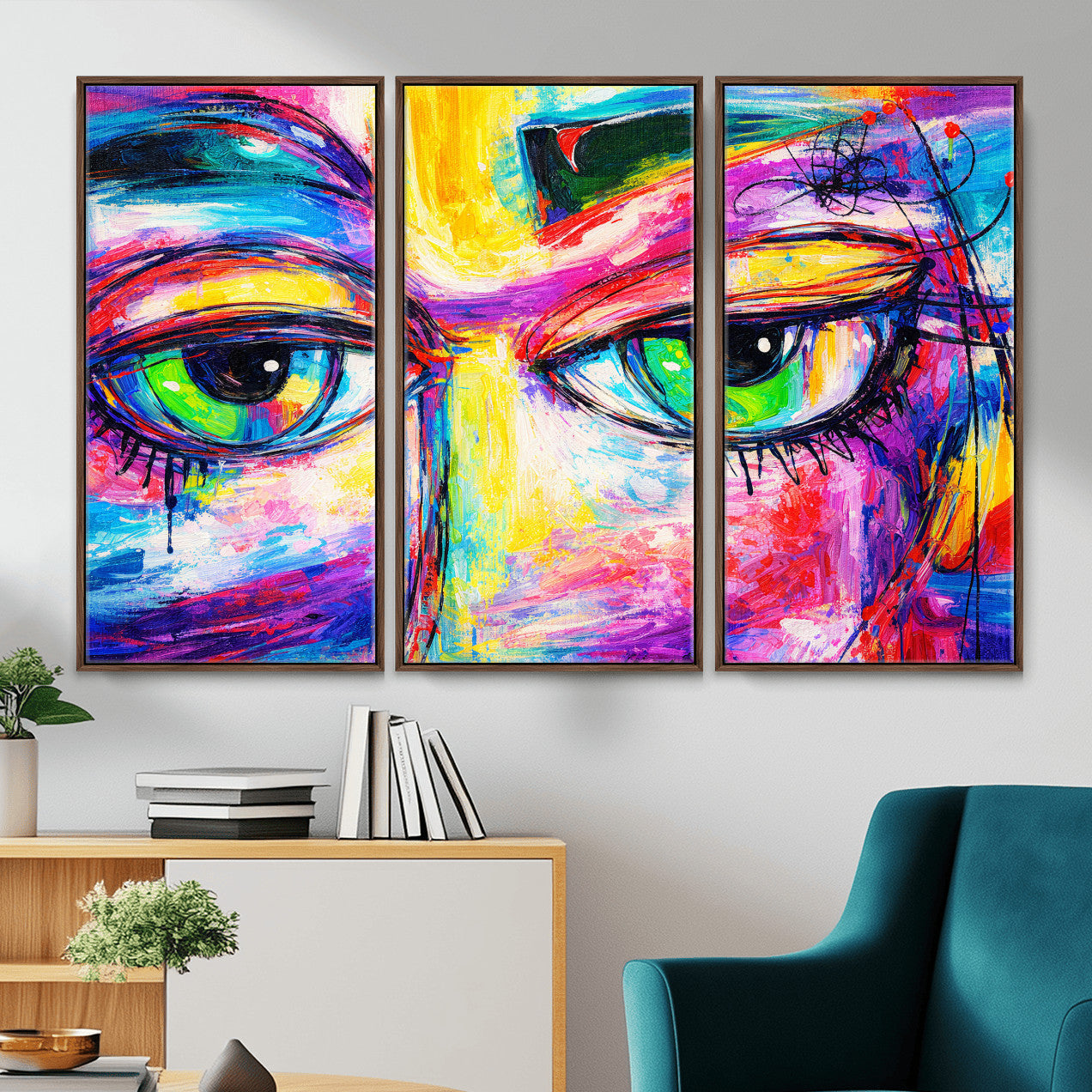 99390655-MGV-CV-36X24 - Colorful Abstract Face Wall Art Canvas Print – Modern Pop Art Portrait Artwork for Contemporary Living Room Decor