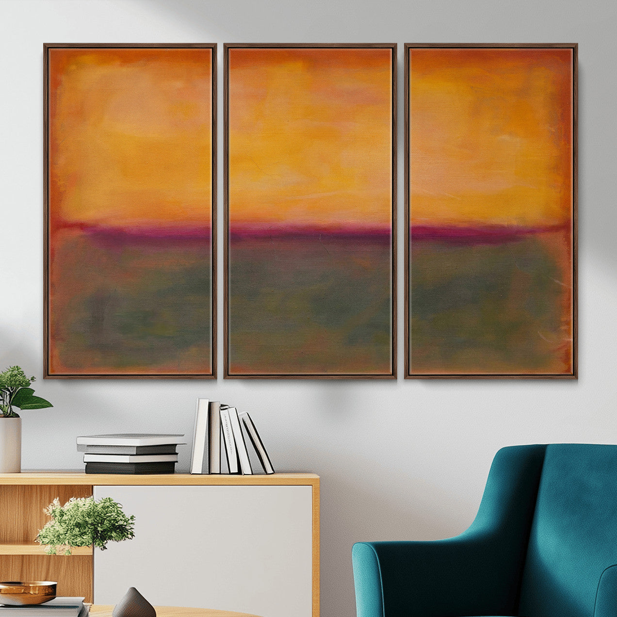 21628300-MGV-CV-36X24 - Abstract Color Field Wall Art Canvas Print, Framed Minimalist Horizon Artwork for Living Room Bedroom Office