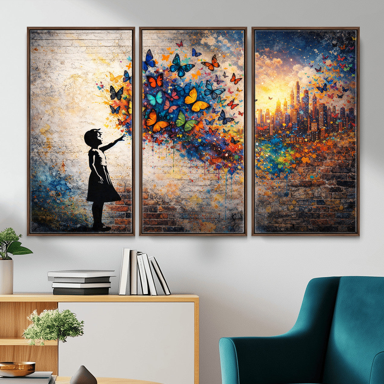 21540821-MGV-CV-36X24 - Banksy Girl Wall Art Canvas Print for Living Room Decor