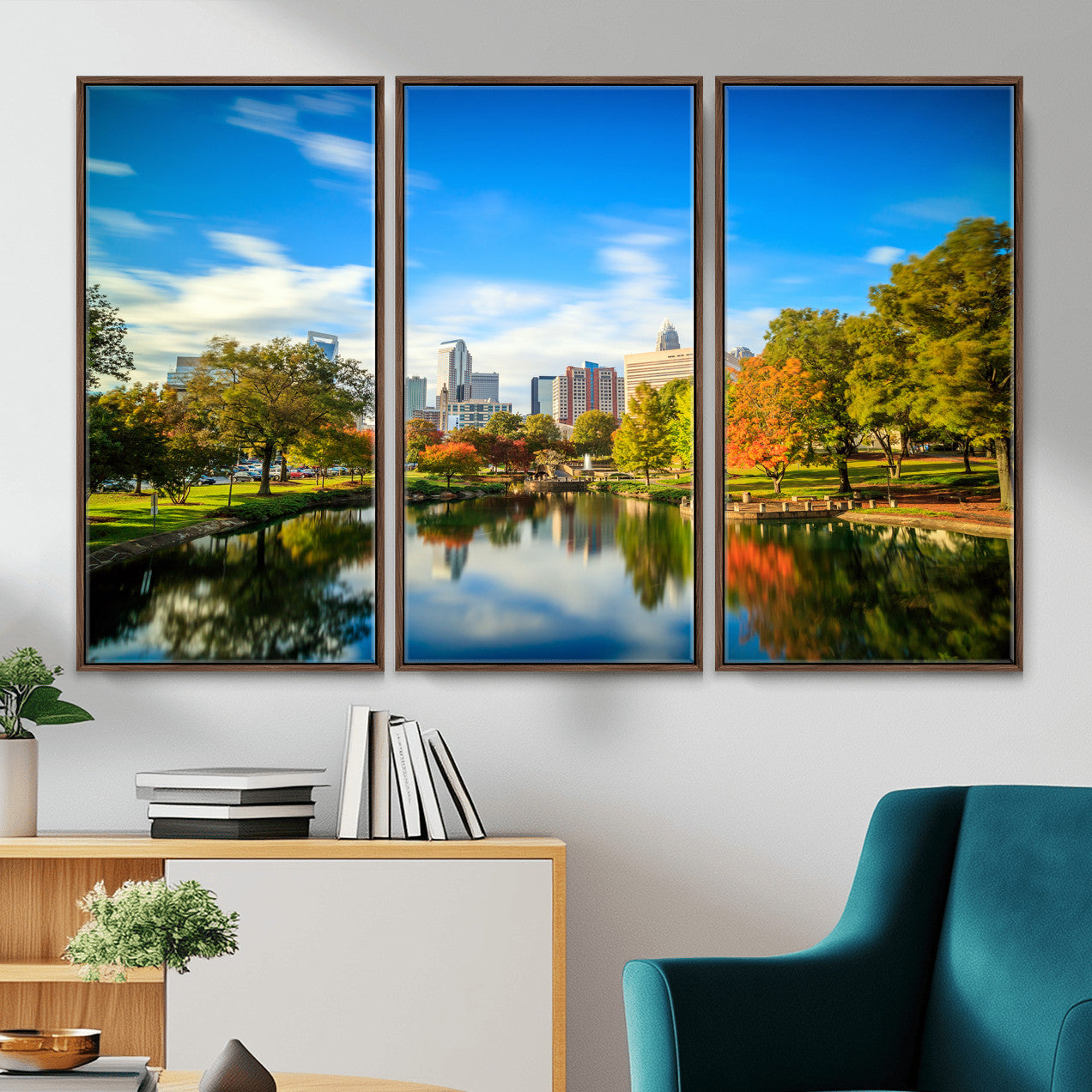 83254720-MGV-CV-36X24 - Charlotte Skyline Canvas Wall Art Print – North Carolina Cityscape Photography Print