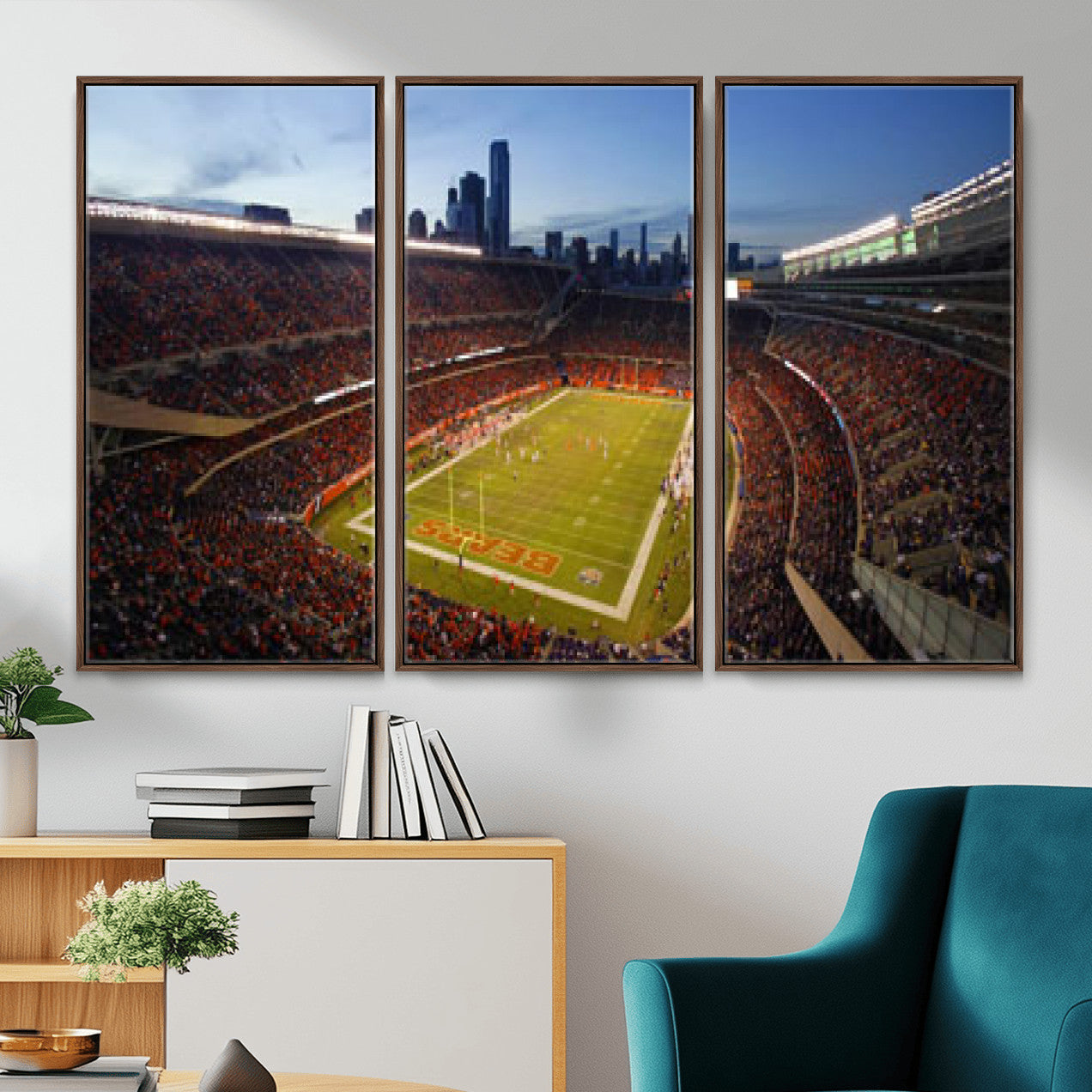 50691720-MGV-CV-36X24 - Chicago Bears Soldier Field Canvas Wall Art, NFL Stadium Panorama Print, Football Arena Photography for Sports Fans