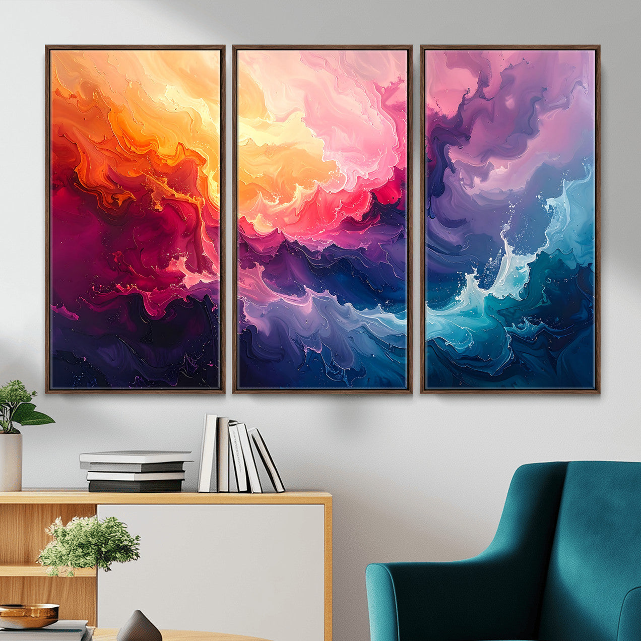 16157633-MGV-CV-36X24 - Large Colorful Abstract Canvas Wall Art Print, Vibrant Popup Color Art Print