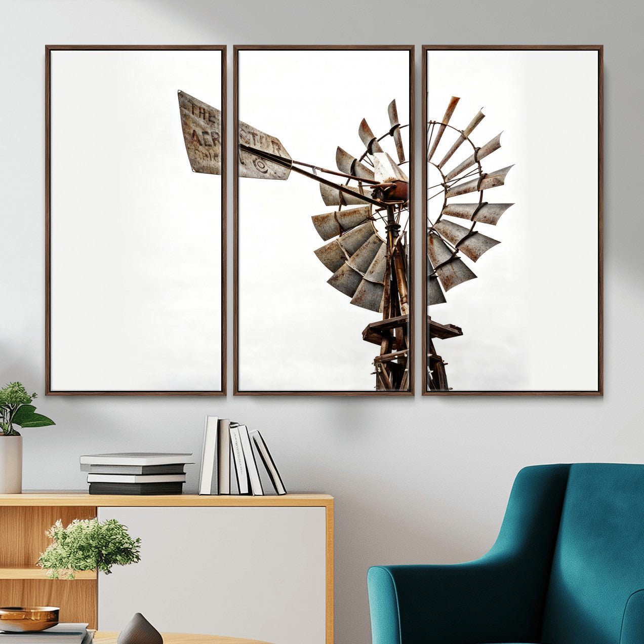 99806928-MGV-CV-36X24 - Rustic Farmhouse Windmill Canvas Wall Art Vintage Western Farmhouse Print