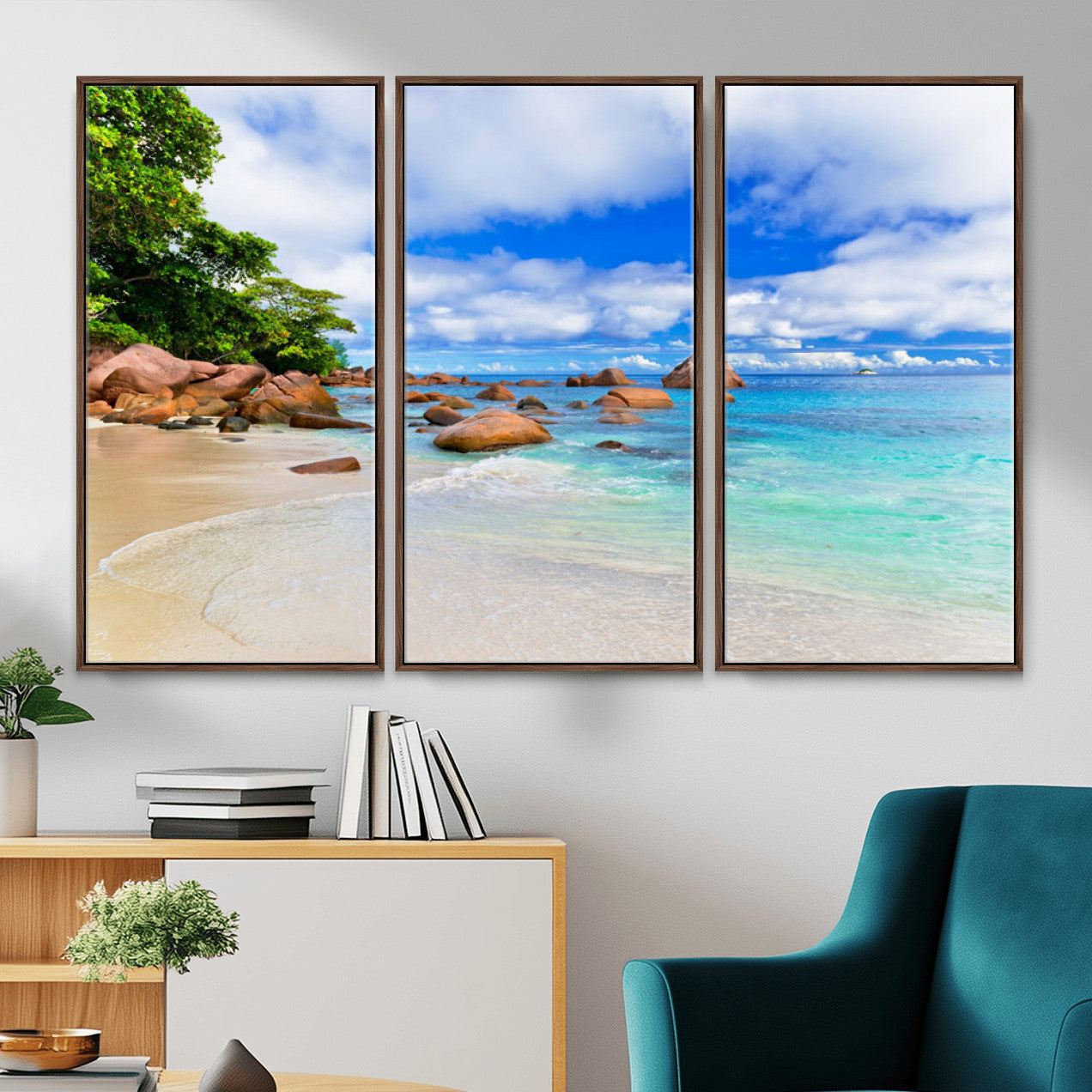 81980382-MGV-CV-36X24 - Seychelles Beach Canvas Wall Art - Anse Intendance Turquoise Ocean Print