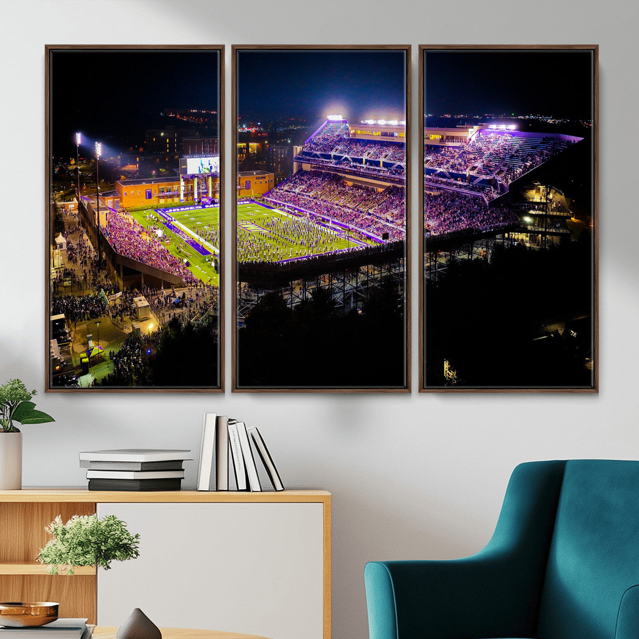 400867JMU2-MGV-CV-36X24 - JMU Stadium Wall Art Canvas Print for Game Room Decor - James Madison University Stadium