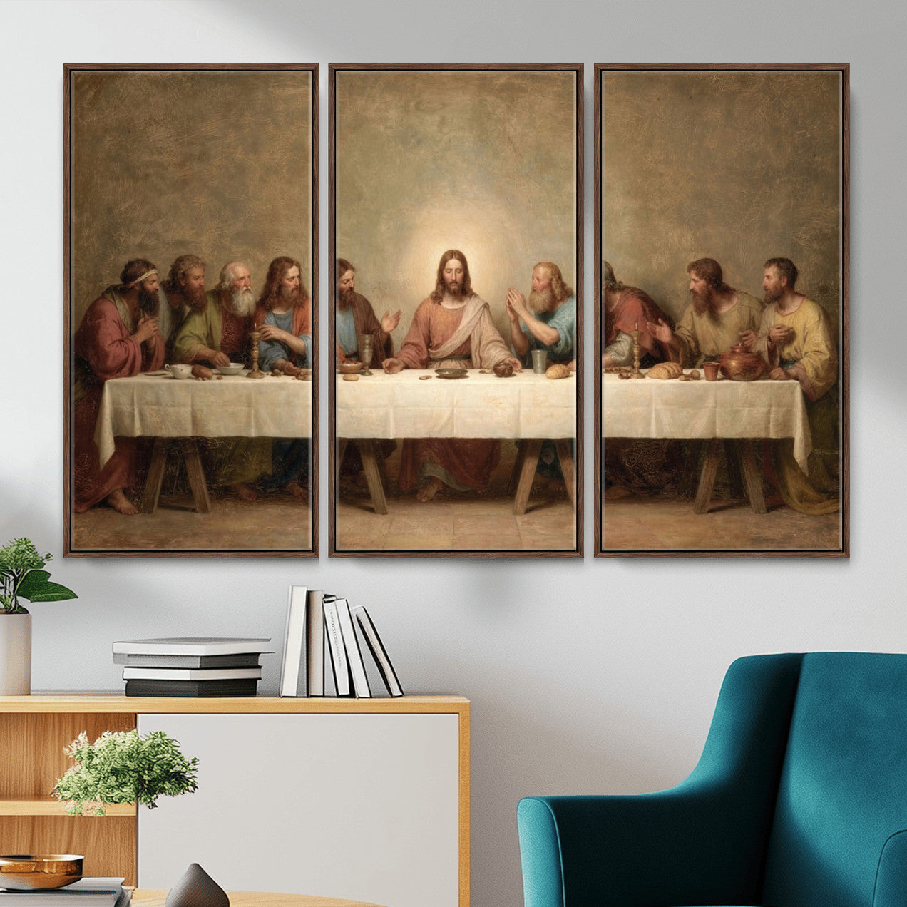 50761248-MGV-CV-36X24 - The Last Supper of Jesus Christ Wall Art Canvas Print - Classical Christian Faith Home Decor