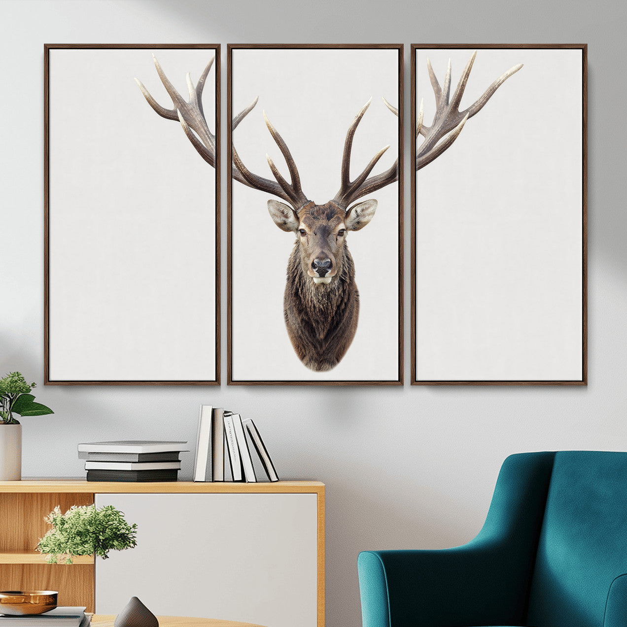 840173GY-MGV-CV-36X24 - Majestic Red Deer Canvas Wall Art – Stag Antlers Horns Print, Wildlife Hunting Poster, Rustic Cabin Lodge Decor