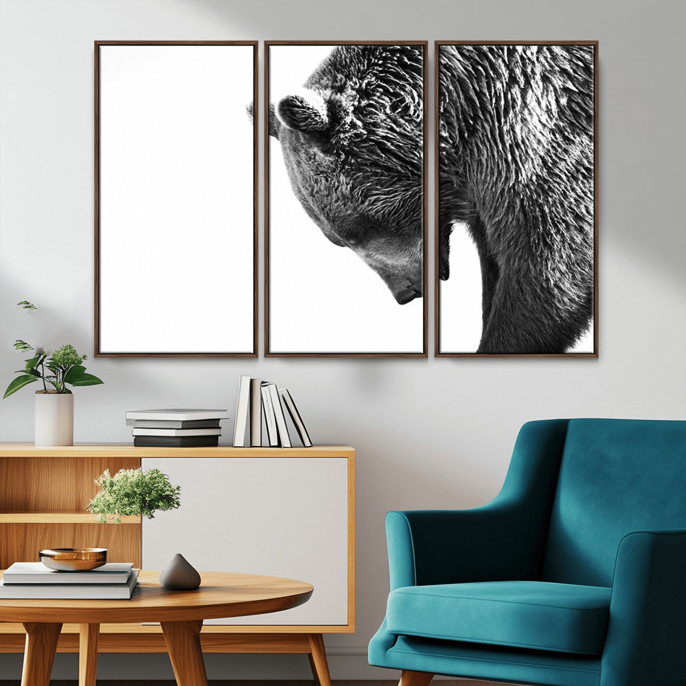 -Black and White Grizzly 399 Bear Canvas Print Wall Art | Large Wildlife Canvas Print for Living
