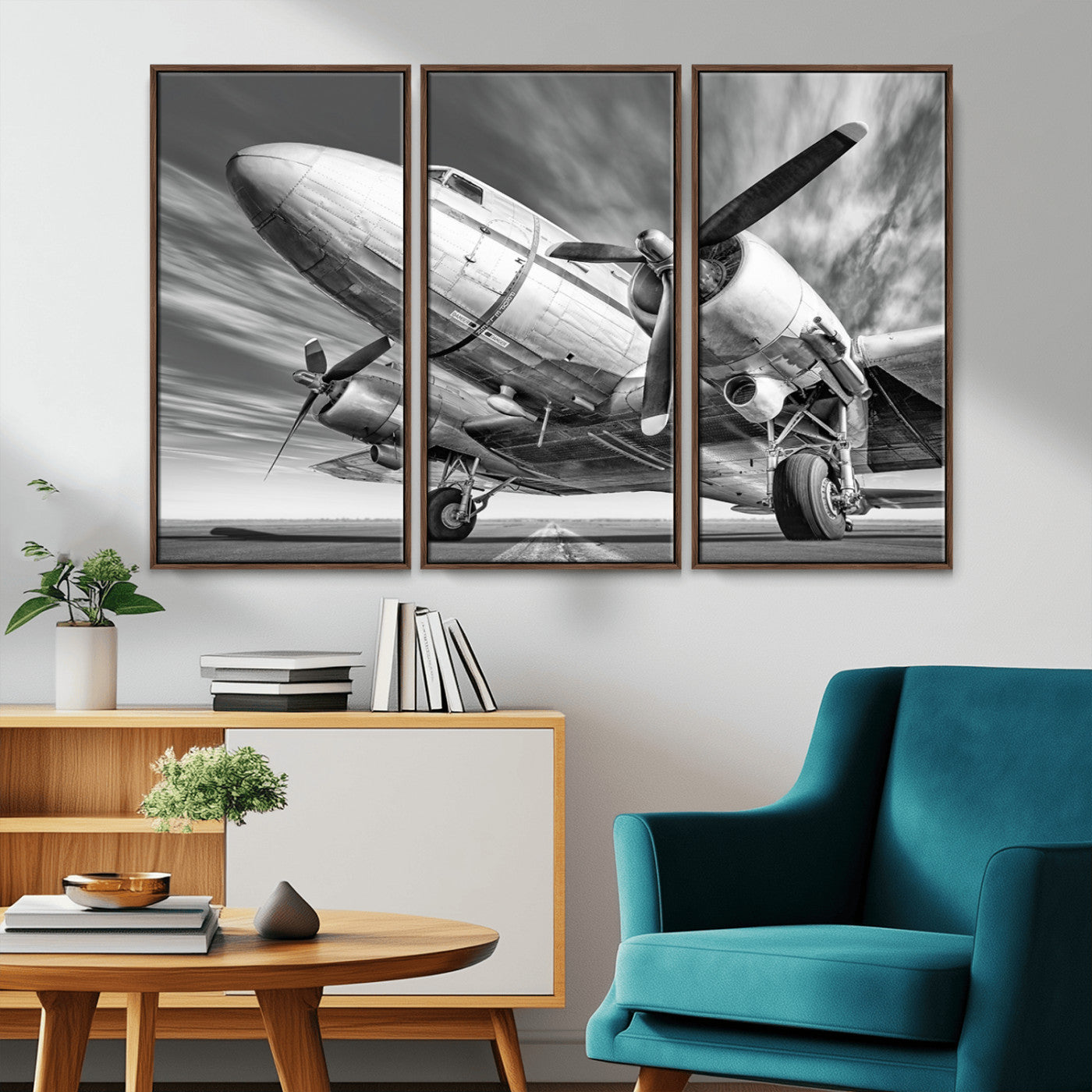 82744-MGV-CV-36X24-Vintage Airplane on Runway Canvas Print