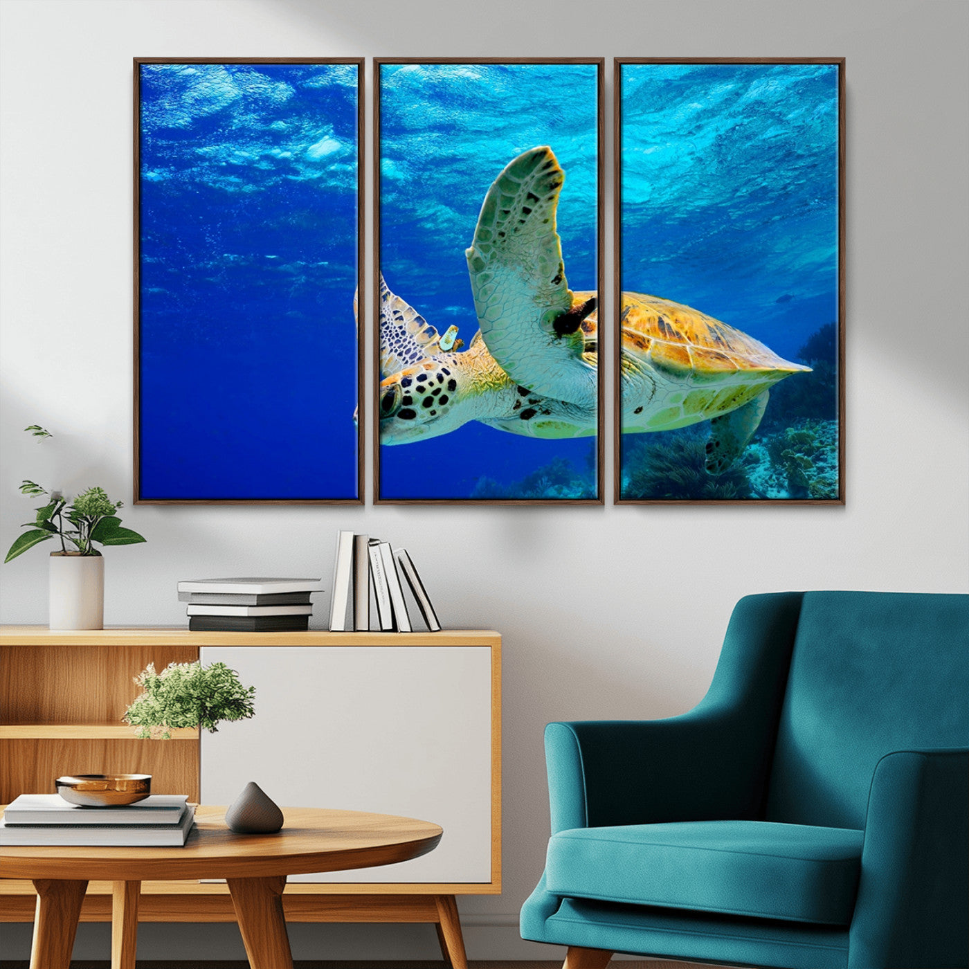 16292-MGV-CV-36X24-Sea Turtle Wall Art Canvas Print, Sea life in the Ocean Wall Art Printing