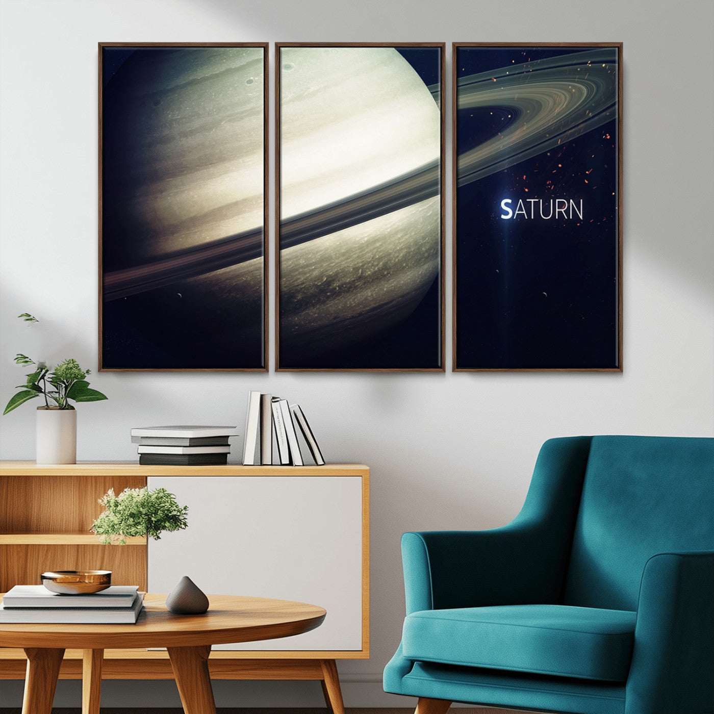 -Framed Saturn Wall Art Canvas Print