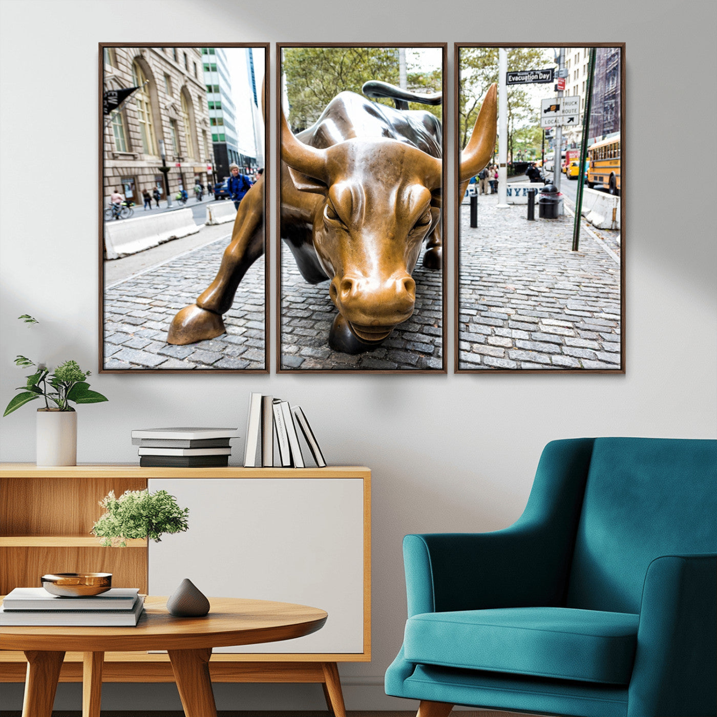 86623-MGV-FC-48X32-3P_Walnut-Charging Bull Wall Art Canvas Print