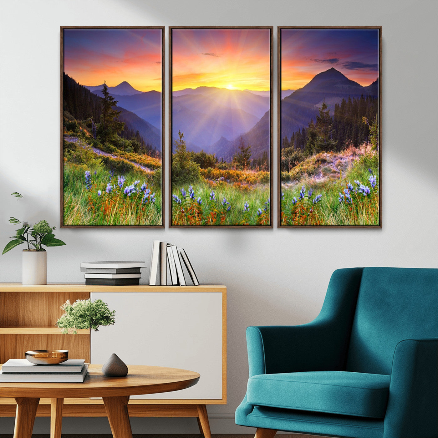 -Mountain and Spring Wall Art Canvas Print
