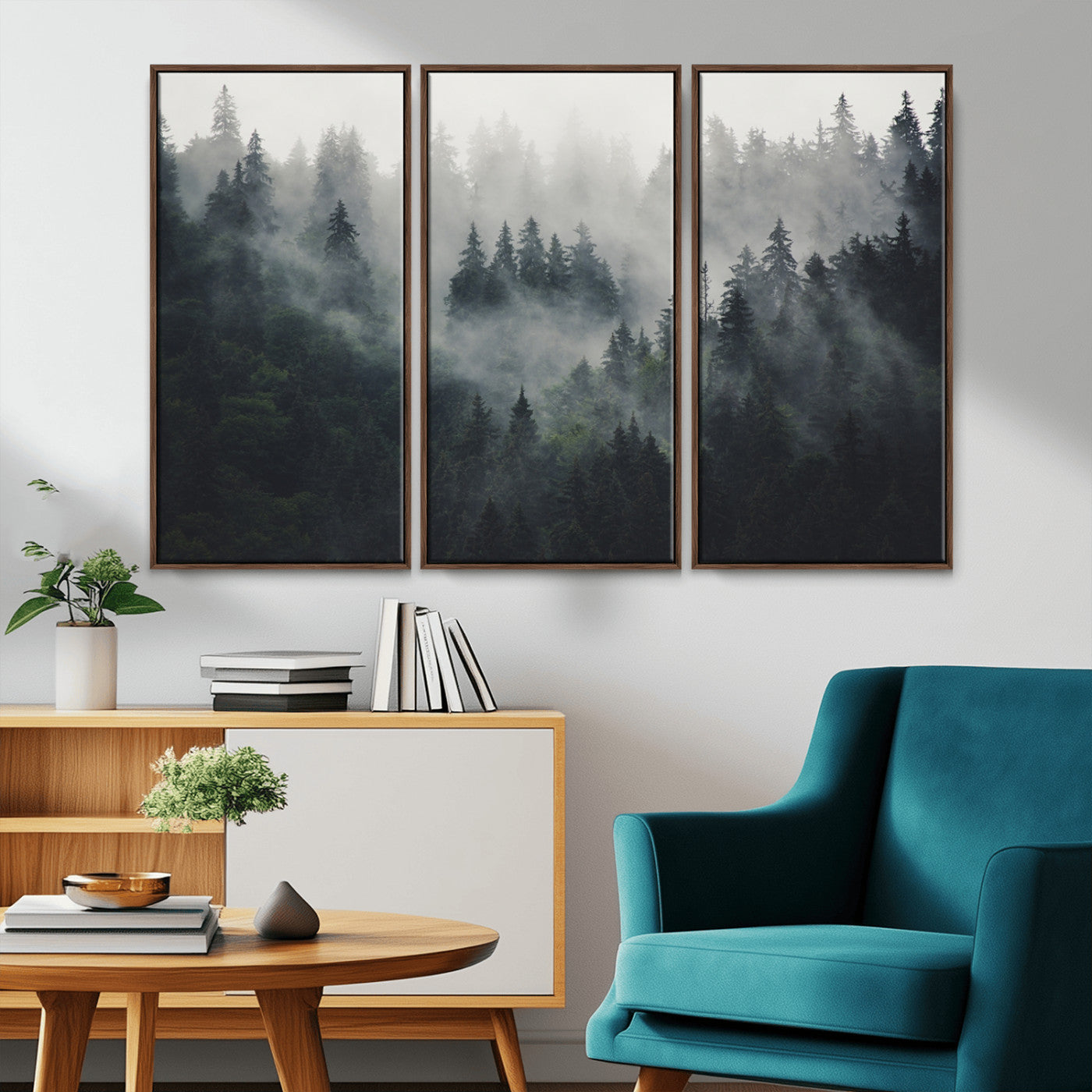 -Nature Wall Decor - Serene Triptych Nature Print – Woodland Landscape Decor for Living Room or
