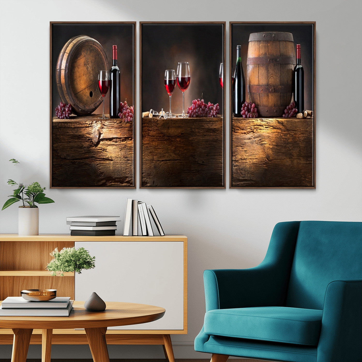 -Wine and Barrels Wall Art Canvas Print
