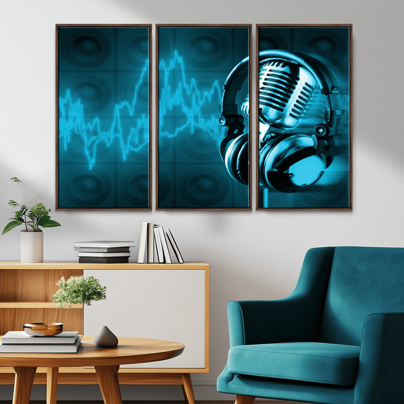 -Music and Microphone Wall Art Canvas Print