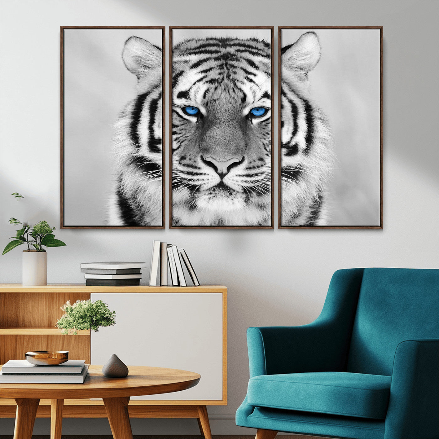 -Black and White Tiger Wall Art Animal Canvas Print