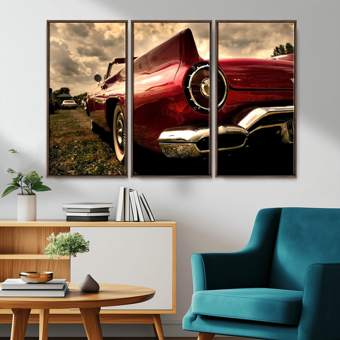 -Red Classic Car Wall Art Canvas Print