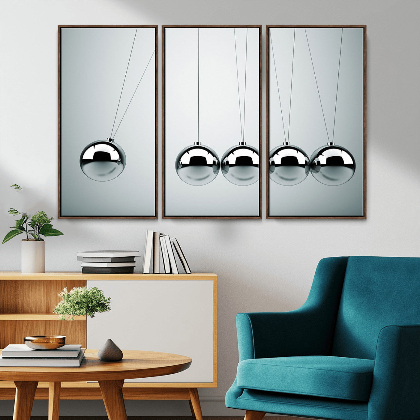 -Newton's Cradle Wall Art Canvas Print, Framed Newton Cradle Wall Art