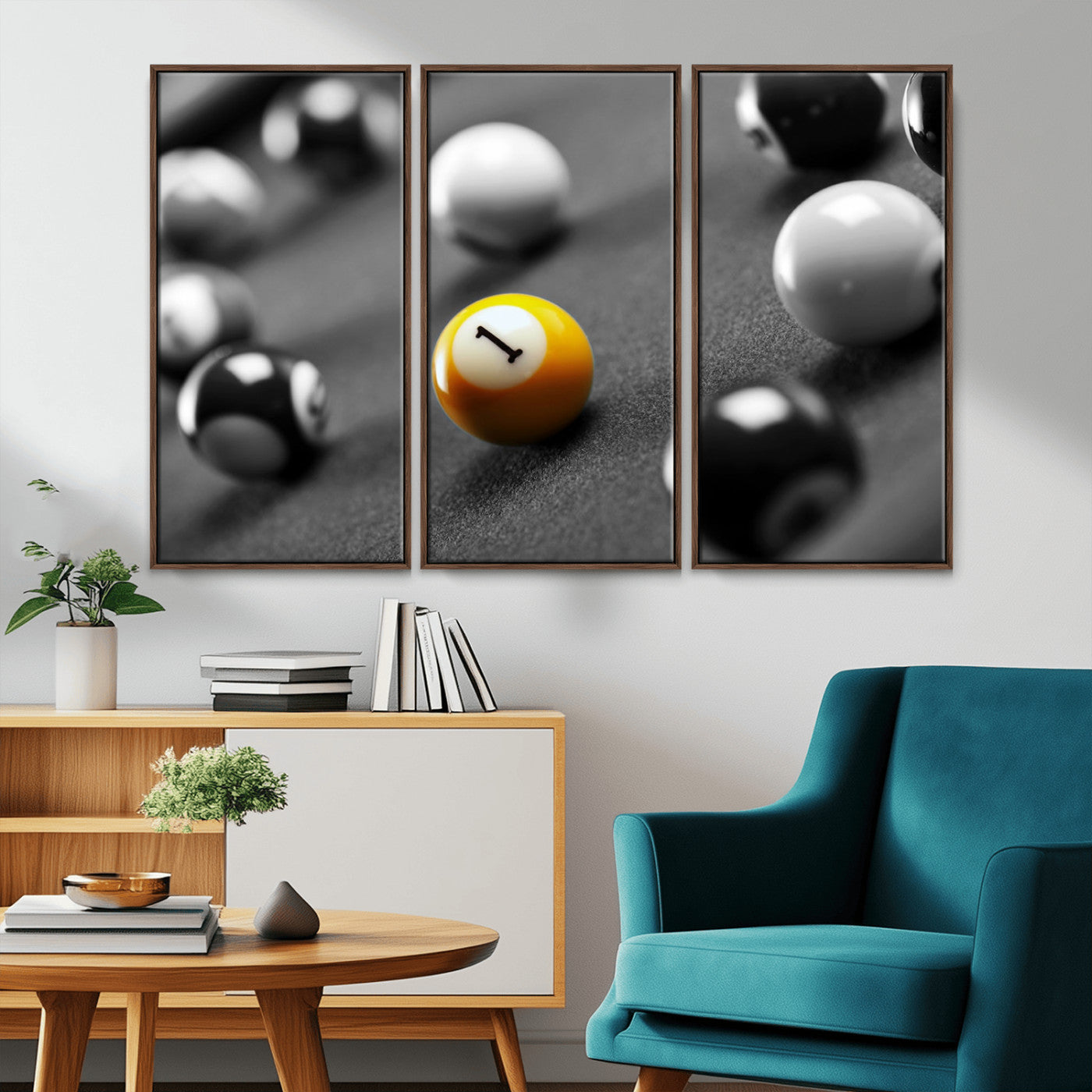 -Wall Art Pool Table and Balls Canvas Print