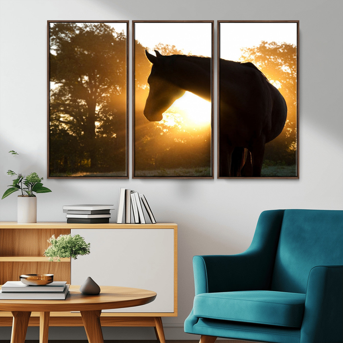 65224-MGV-FC-48X32-3P_Walnut-Horse at Sunset Wall Art Animal Canvas Print