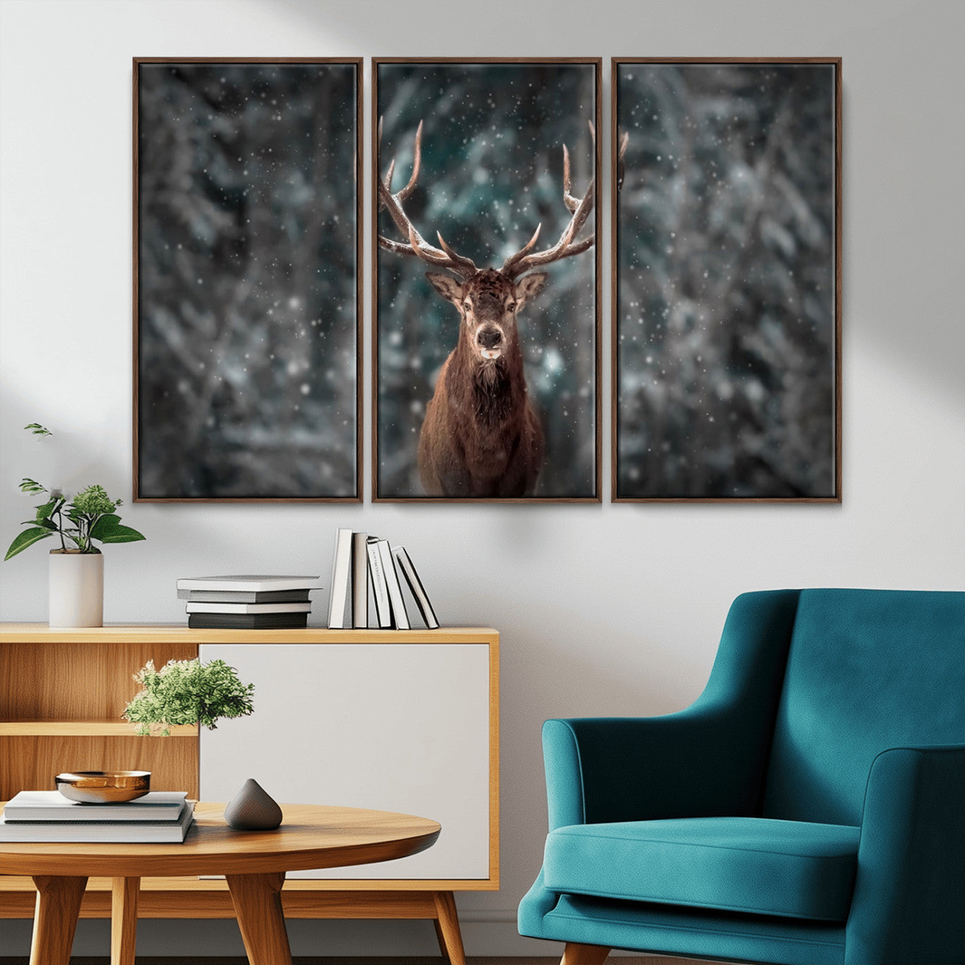 -Wall Art Deer Art Animal Canvas, Framed Wall Art Deer Canvas Print