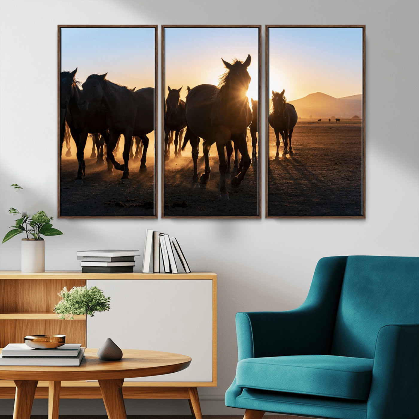 -Horse Herd Wall Art Animal Canvas Print