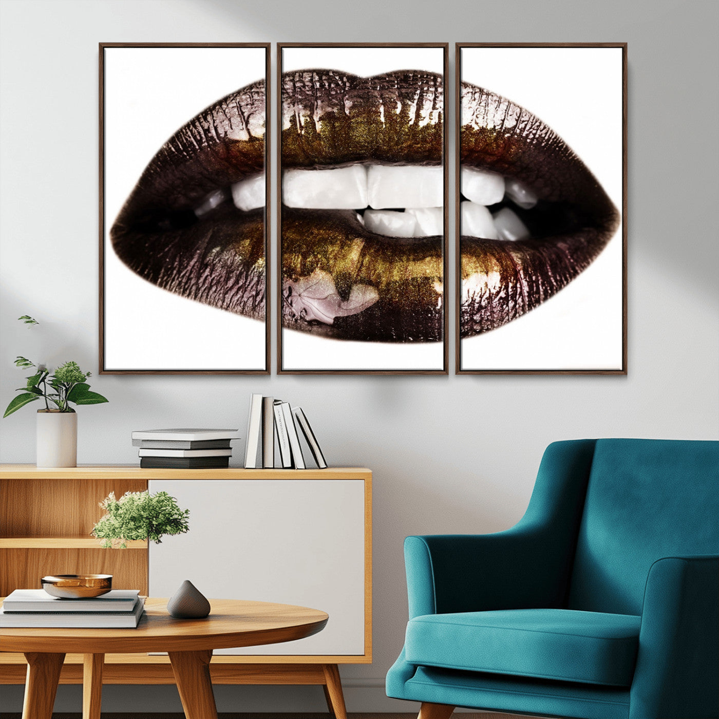 -Close Up Lips Wall Art Canvas Print