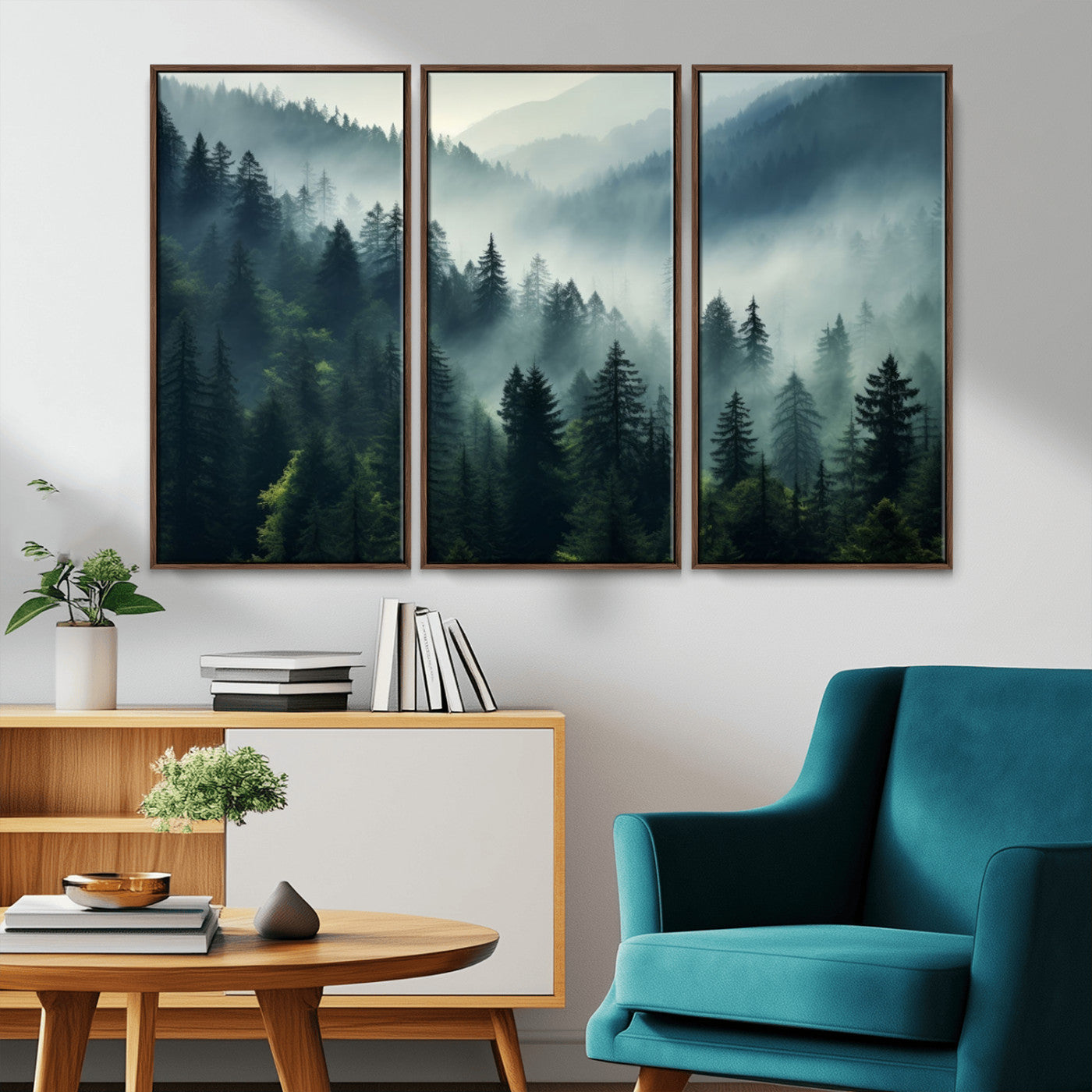 -Captivating Misty Forest Wall Art Premium Canvas Print a Foggy and Serene Atmosphere Art