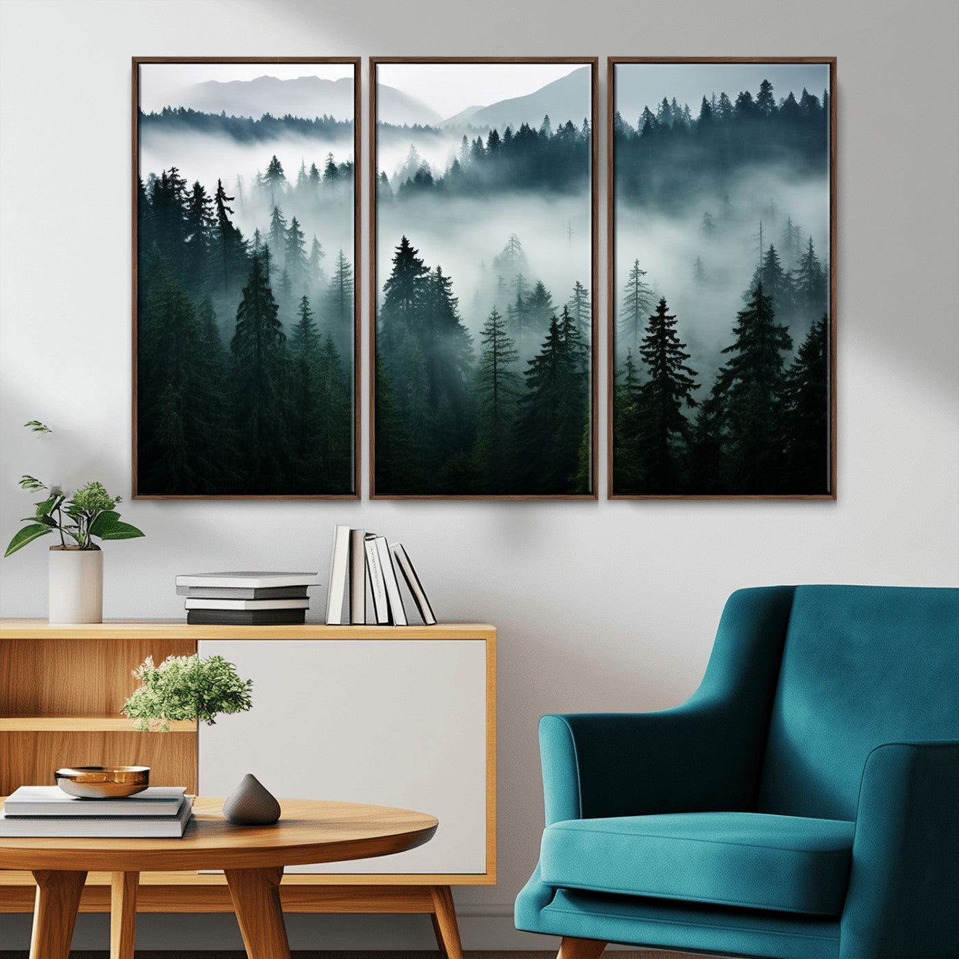 -Captivating Misty Forest Wall Art Canvas, Premium Canvas Print a Foggy and Serene Atmosphere