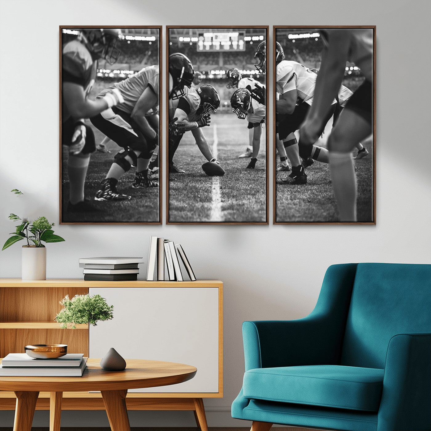 -American Football Wall Art Canvas Print Framed Stadium Sport Wall Art Iconic Game Day Decor for Home, Office