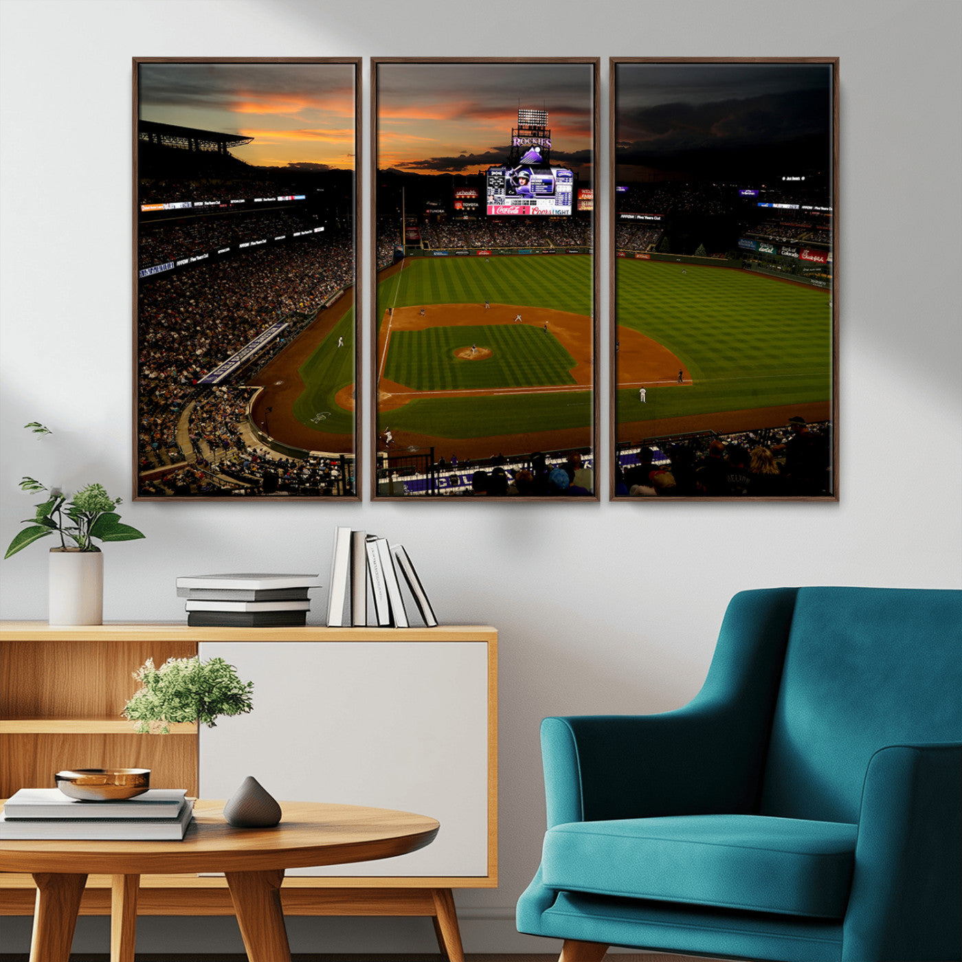 57060-MGV-FC-48X32-3P_Walnut-Colorado Rockies Coors Field Wall Art Canvas Print - MLB Baseball Stadium