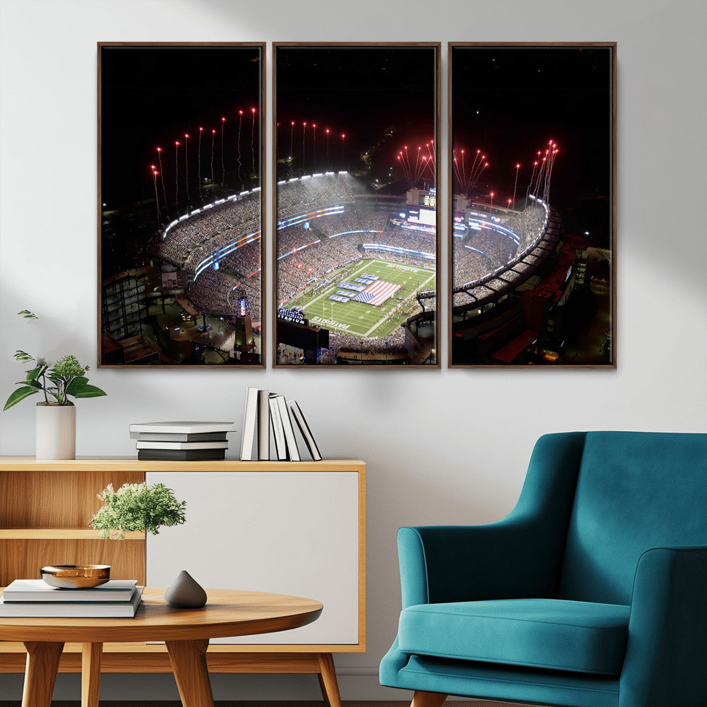 -New England Patriots Team Print Wall Art- Foxborough Gillette Stadium Wall Art Canvas Print