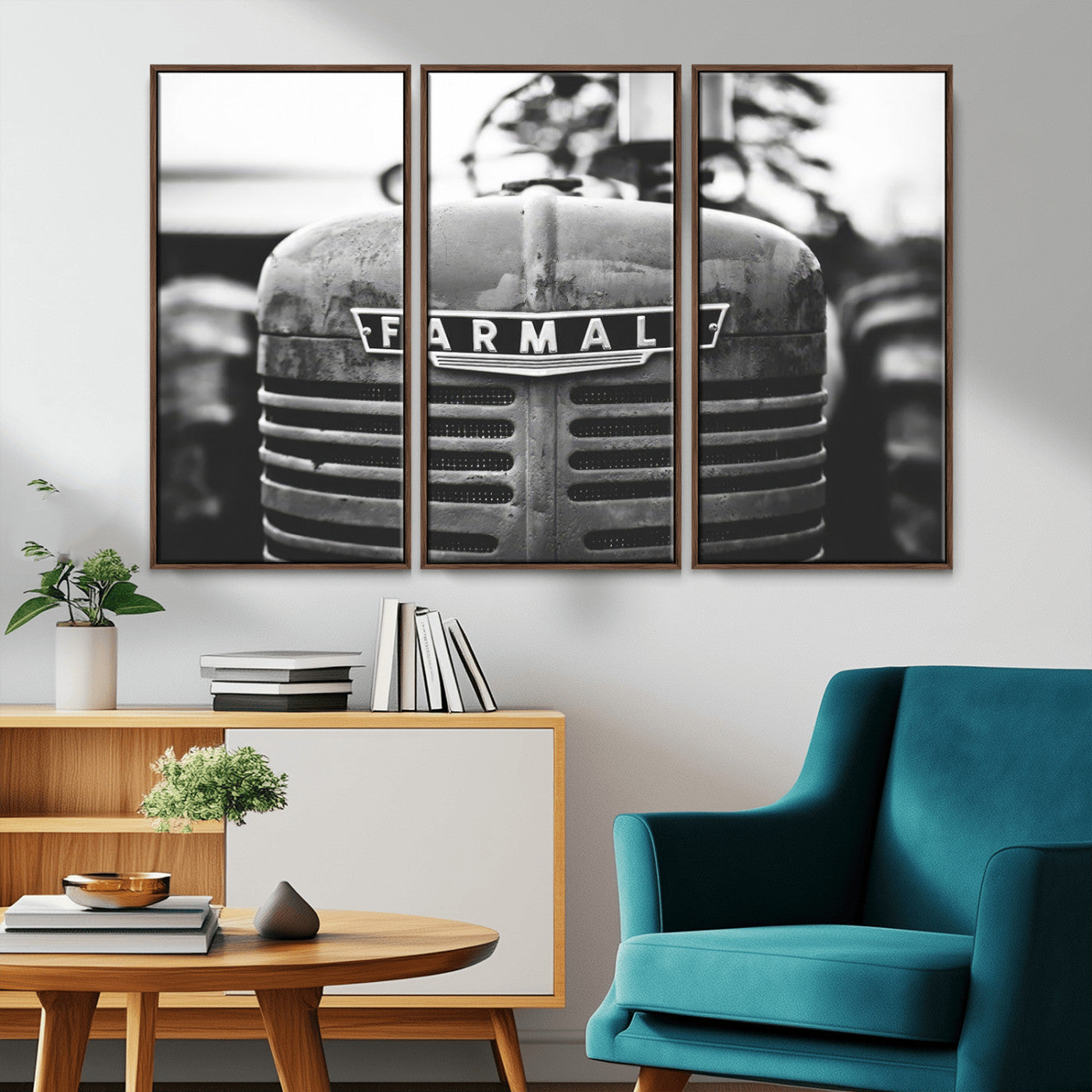 -Vintage Farmall Tractor Wall Art Canvas Print, Rustic Farmhouse Decor Ready to Hang