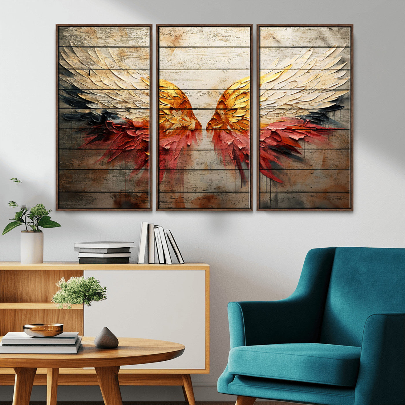 19244-MGV-CV-36X24-Abstract Angel Wings Canvas Wall Art – Framed and Ready to Hang Modern Angelic Wings Decor for