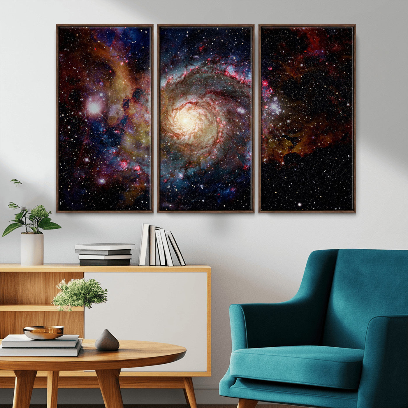 -Nebula and Galaxies in Space Wall Art Canvas Print, Spiral Galaxy Wall Art Canvas Print