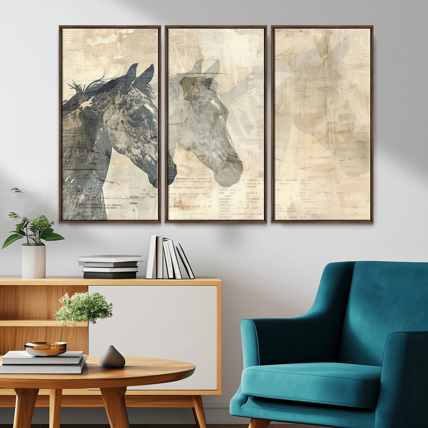 -Abstract Horse Canvas Print | Modern Farmhouse Wall Art | Ready to Hang Framed