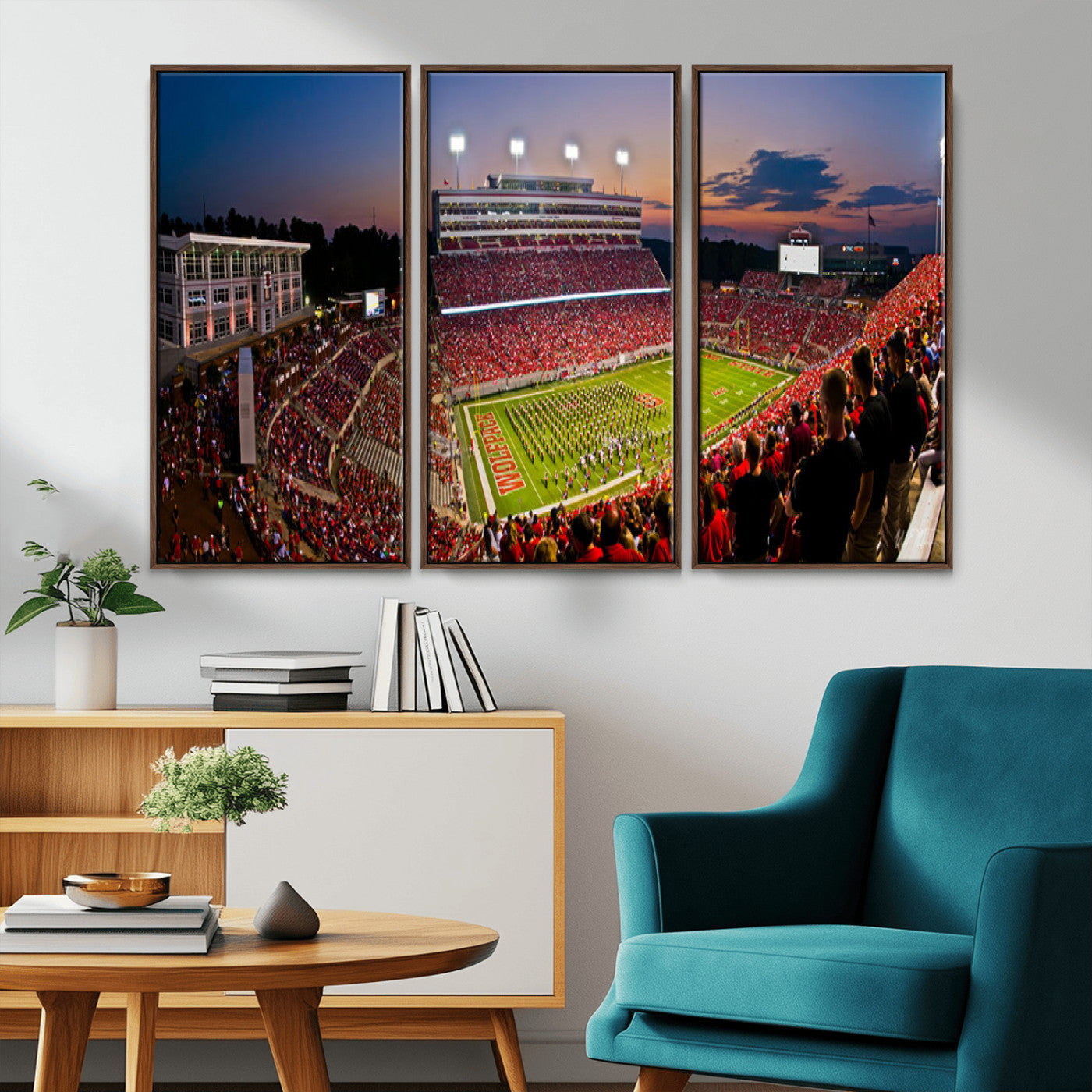 -NC State Wolfpack Football Team Print - Raleigh Carter-Finley Stadium Wall Art Canvas Print