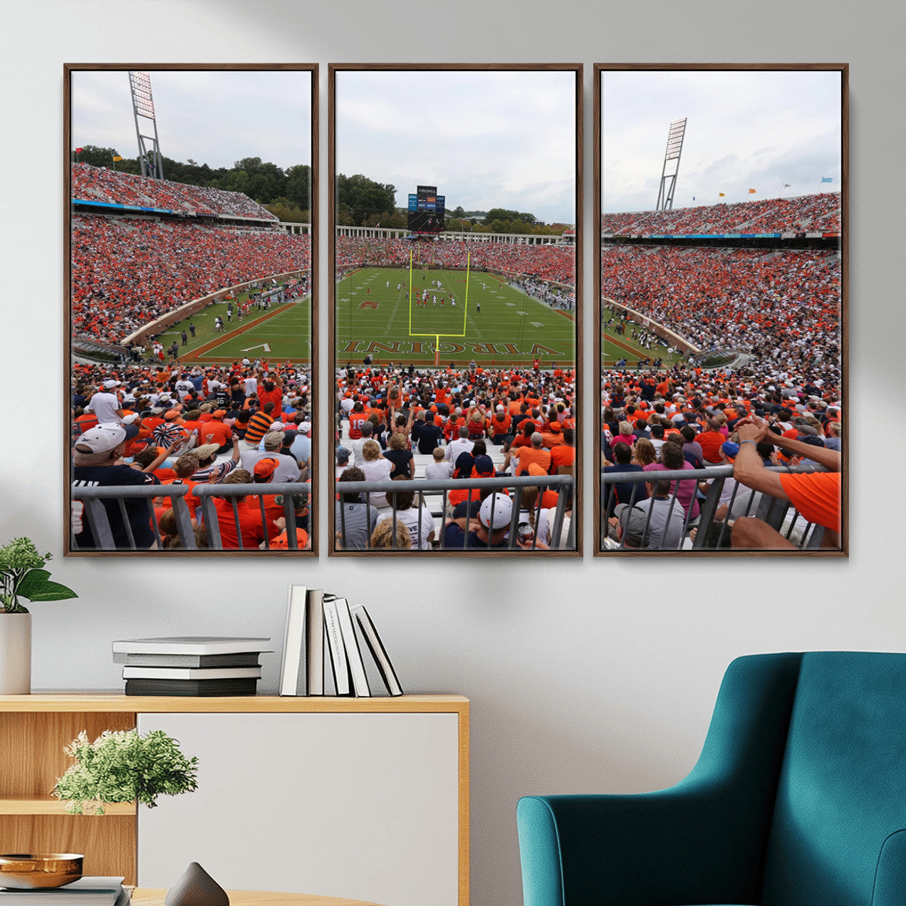 63606-MGV-CV-36X24 - Virginia Cavaliers Football Team Print - Charlottesville Scott Stadium Print Wall Art Canvas