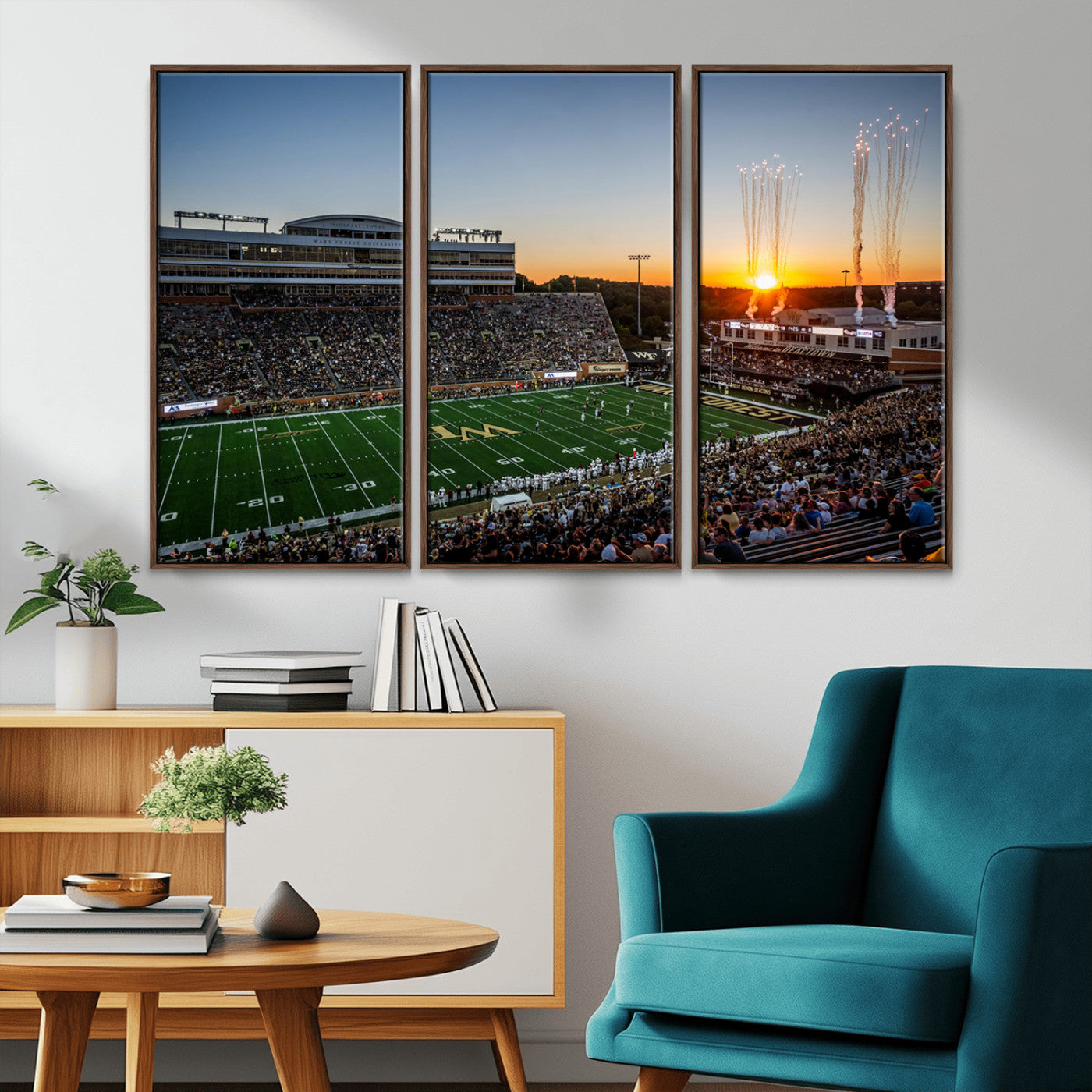 29253-MGV-CV-36X24-Demon Deacons Football Team Print Canvas- Winston-Salem Allegacy Federal Credit Union Stadium Wall
