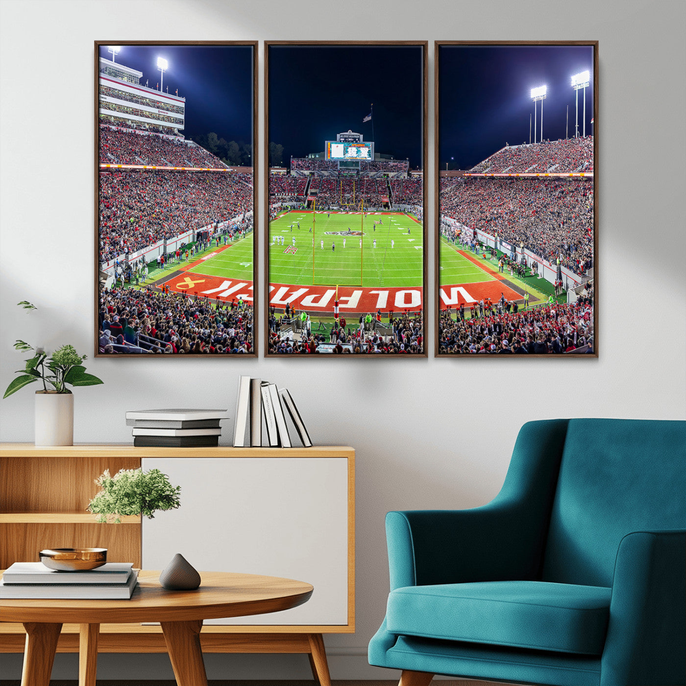 80943-MGV-CV-36X24-Wolfpack Football Team Print - Raleigh Carter-Finley Stadium Wall Art Canvas Print