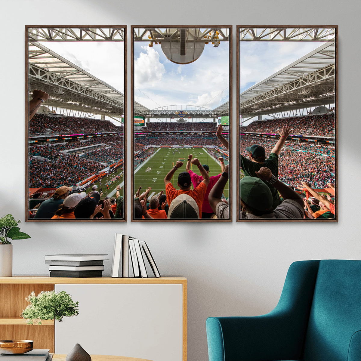 66239-PAN-FL-20X10 - Miami Hurricanes Football Team Wall Art Print - Miami Hard Rock Stadium Wall Art Canvas Print