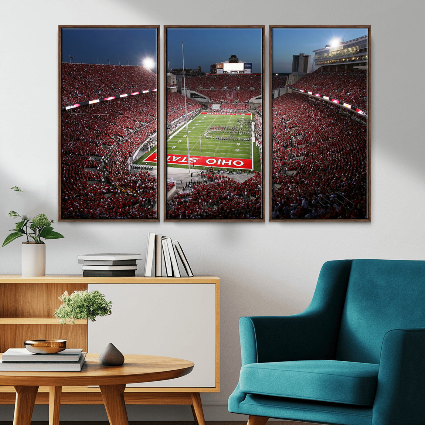 98743-MGV-CV-36X24-Ohio State University Buckeyes Football Team Print - Columbus Ohio Stadium Wall Art Canvas Print