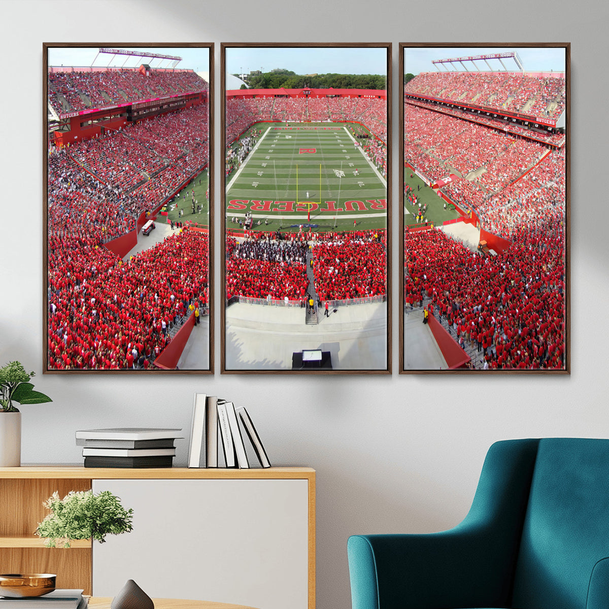 90818-PAN-FL-20X10 - Rutgers Scarlet Knights Football Team Print - Piscataway SHI Stadium Wall Art Canvas Print