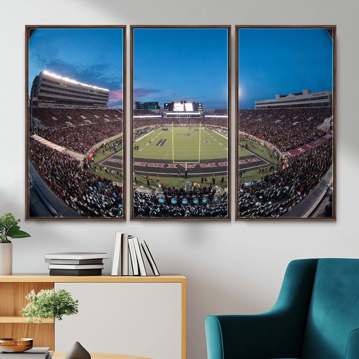 60763-PAN-FL-20X10 - Texas Tech Red Raiders Canvas, Framed Football Team Print - Lubbock Jones AT&T Stadium Wall Art
