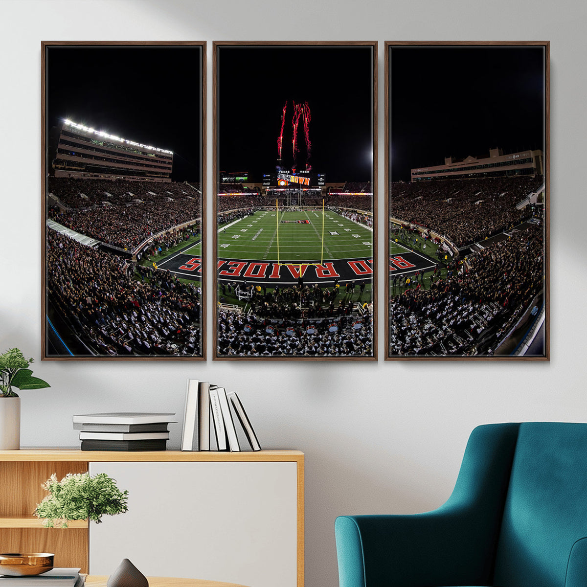 83122-PAN-FL-20X10 - Framed Texas Tech Red Raiders Stadium Canvas, Texas Tech Red Raiders Football Team Print - Lubbock