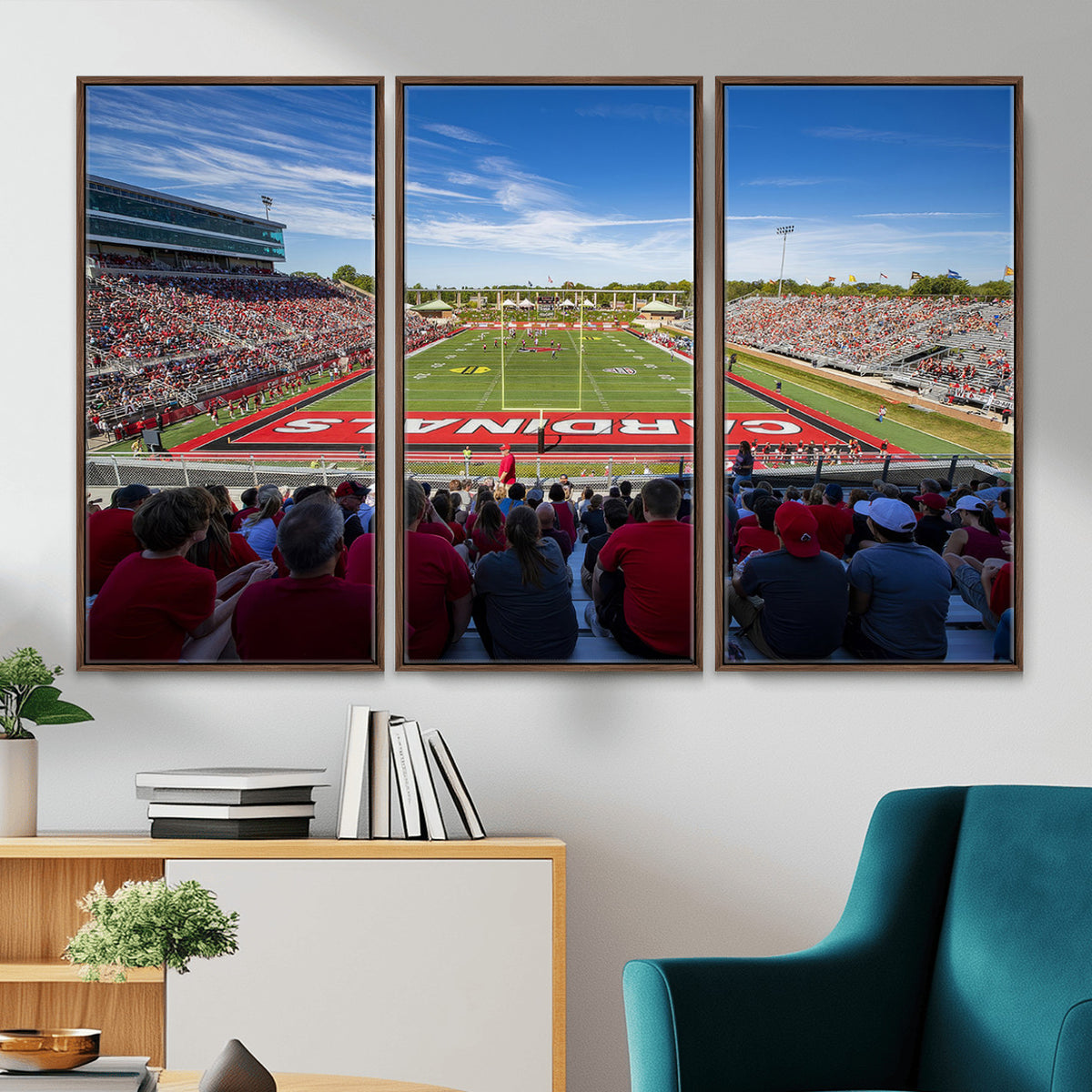 71475-PAN-FL-20X10 - Ball State Cardinals Football Team Print - Muncie Scheumann Stadium Wall Art Canvas Print