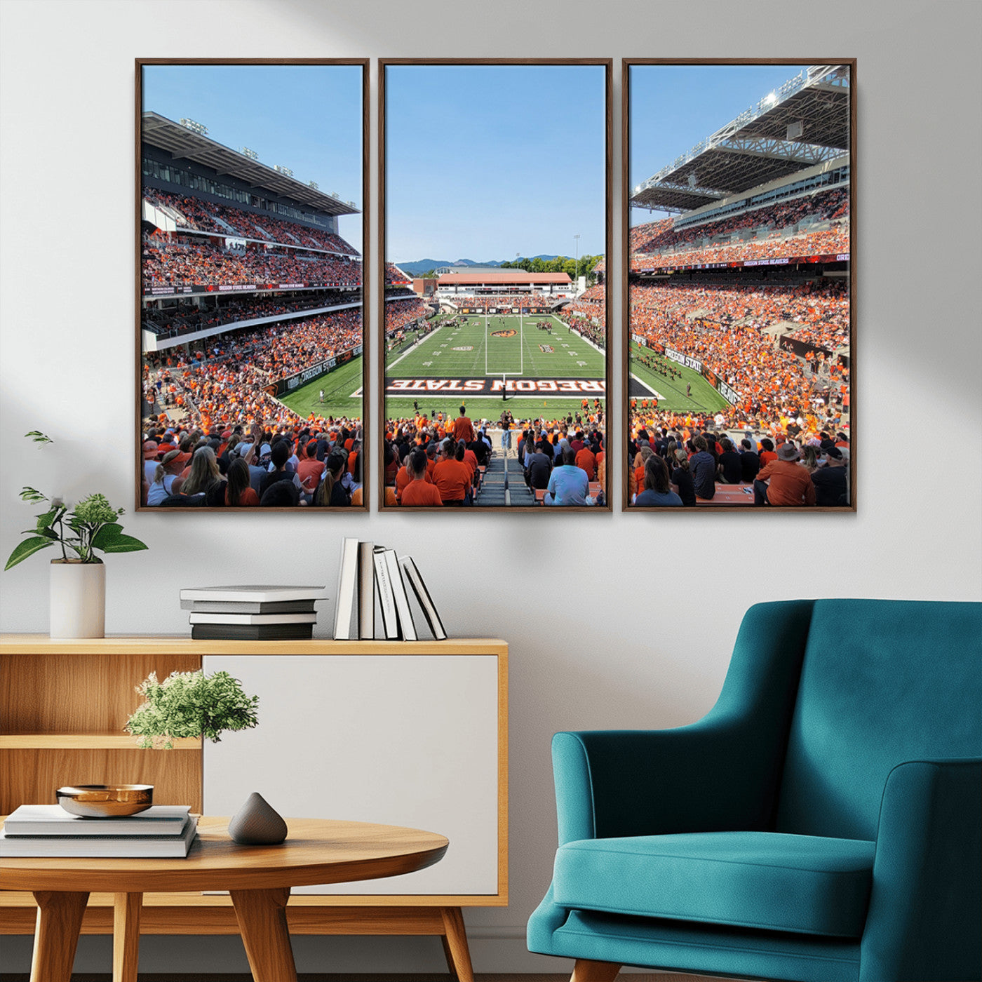35211-MGV-CV-36X24-Oregon State Beavers Football Team Print - Corvallis Reser Stadium Wall Art Canvas Print